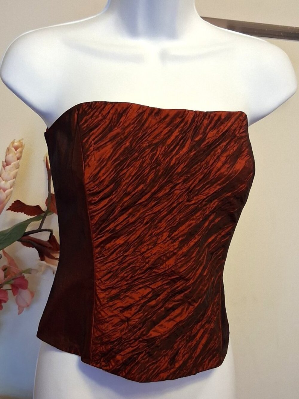 Simon Chang Red Corset Premium Quality Lined Top Strapless Bustier Corsets 6 S